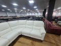 Светло кремав кожен ъглов диван с ел. релакс механизъм, снимка 10