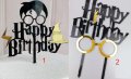 Happy Birthday стил Хари Потър harry potter пластмасов черен топер украса декор за торта рожден ден , снимка 2