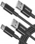 2 броя - Anker USB-A към USB-C кабел за бързо зареждане и данни, найлонова оплетка, 180 см