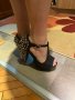 Черни  кожени обувки с шипове, снимка 1 - Дамски елегантни обувки - 38978618