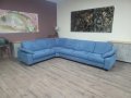 Син ъглов диван от плат с фунция сън MM-ZE1059