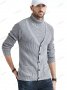 Мъжки пуловер с висока яка и тънка плетена жилетка, 3цвята - 023