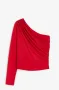 червена блуза с едно рамо, снимка 3