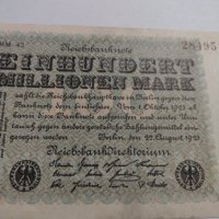 Райх банкнота - Германия - 100 Милиона марки / 1923 година - 17975, снимка 2 - Нумизматика и бонистика - 31029687