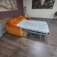 Оранжев диван от плат двойка с функция сън, снимка 2 - Дивани и мека мебел - 42541007