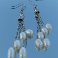 Дълги обеци с естествени перли ., снимка 2 - Обеци - 30549602