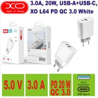 Бързо зарядно XO L64, PD QC 3.0,3.0A, 20W, USB-A+USB-C, снимка 1 - Резервни части за телефони - 42497553