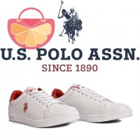 ПРОМО 🍊 U.S. POLO® № 38 🍊 Дамски пролет/есен кожени обувки в бяло и червено нови с кутия, снимка 6 - Кецове - 26637301