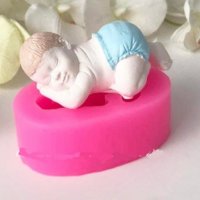 3d момченце бебе по памперс силиконов молд форма фондан гипс пита кръщене декор, снимка 1 - Форми - 39024707