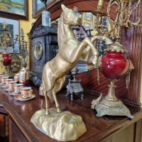 Уникална голяма антикварна английска фигура статуетка пластика бронз месинг , снимка 5 - Антикварни и старинни предмети - 39800477