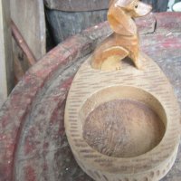 куче дакел стар дървен пепелник с фигура, снимка 5 - Статуетки - 32124994