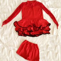 Червена рокля със черен кант за танци или повод, снимка 1 - Детски рокли и поли - 38349736