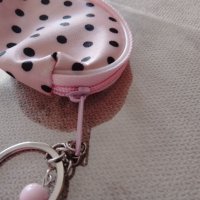 Розов стилен дамски ключодържател с малко портмоне за монети, снимка 2 - Портфейли, портмонета - 37731396