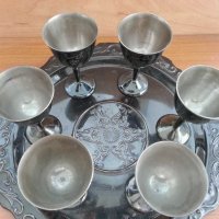  Метални чаши с поднос месинг бронз , снимка 6 - Антикварни и старинни предмети - 29292727