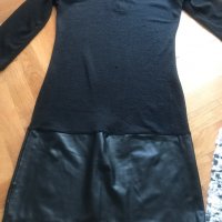 Дамска черна кожена рокля с 3/4 ръкав  , снимка 4 - Рокли - 30185080