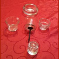 Лот: пет стъклени свещника, различни по големина, снимка 1 - Други - 29617794
