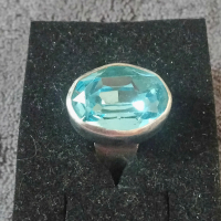 Сребърен пръстен със син камък, снимка 2 - Пръстени - 44014070