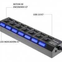 USB Hub, USB хъб разклонител 7 порта с LED диоди, снимка 2 - UPS захранвания - 29654684