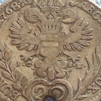Сребърна монета 20 кройцера 1768г. Мария Терезия Виена Австрия 14942, снимка 12 - Нумизматика и бонистика - 42871693
