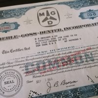 Сертификат за 100 акции (САЩ) | Miehle-Goss-Dexter Inc. (MGD) | 1964г., снимка 2 - Други ценни предмети - 29301879