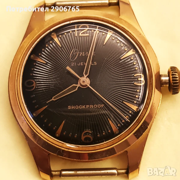 Стар позлатен Швейцарски часовник ONSA 21j работещ, снимка 1