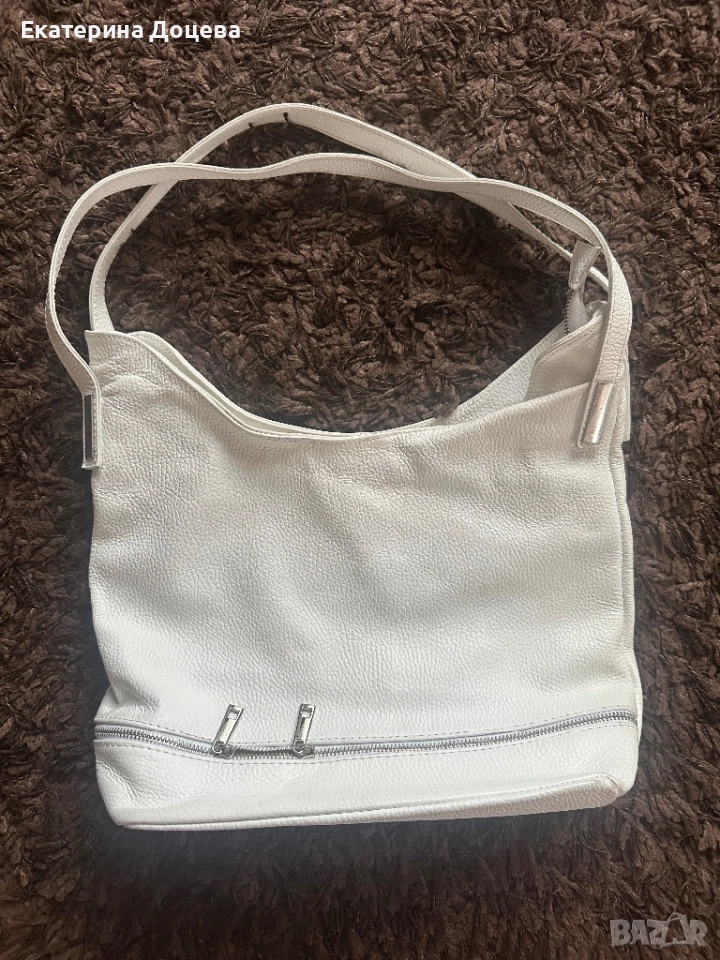 Бяла чанта естествена кожа, снимка 1