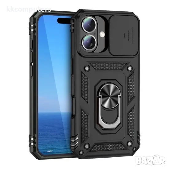 Силиконов твърд кейс bSmart Defender Slide, За Samsung Galaxy S25 Edge, Черен, снимка 1