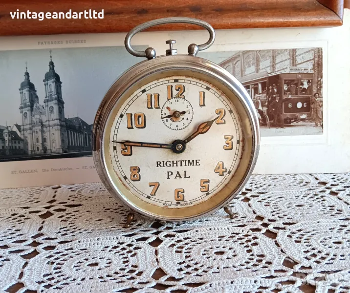 Антикварен будилник PAL, рядък модел, снимка 1