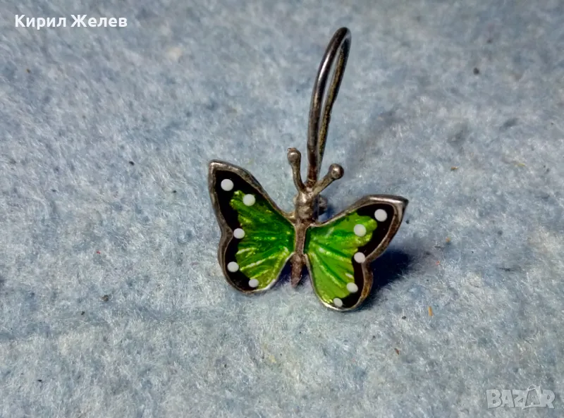 ПРЕКРАСНА ФИГУРАЛНА ЕМАЙЛИРАНА СРЕБЪРНА ОБЕЦА ПЕПЕРУДА СРЕБРО 925 ФИНА РЪЧНА АРТ ИЗРАБОТКА 49615, снимка 1