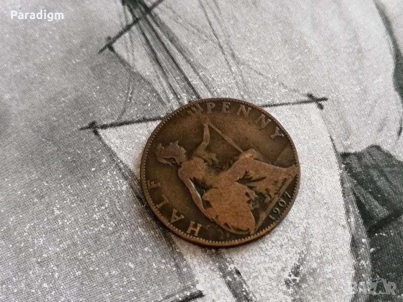 Монета - Великобритания - 1/2 (половин) пени | 1907г., снимка 1