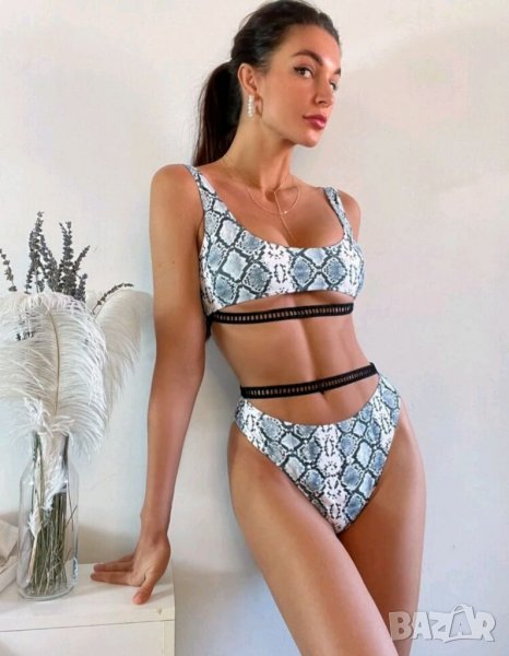 Змийски бански с висока талия, снимка 1