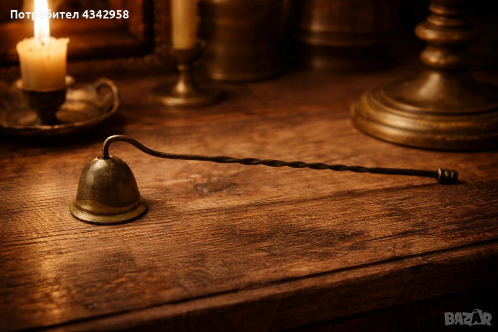 Винтидж гасител за свещи-месинг.1900-1940г., снимка 1