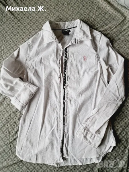Бяла памучна риза U.S. Polo Assn, снимка 1