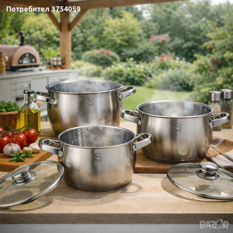 Комплект тенджери Swissgold EMMIE (SG-18099) – 3 броя с 5-слойно капсуловано дъно, снимка 1