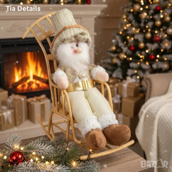 Декоративен Дядо Коледа с люлееща се шейна, снимка 1