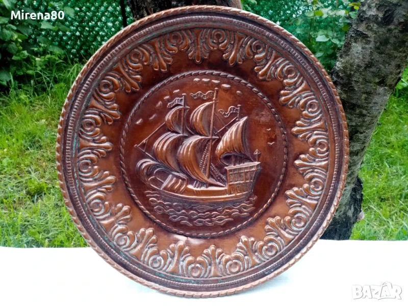 Стара медна чиния, снимка 1