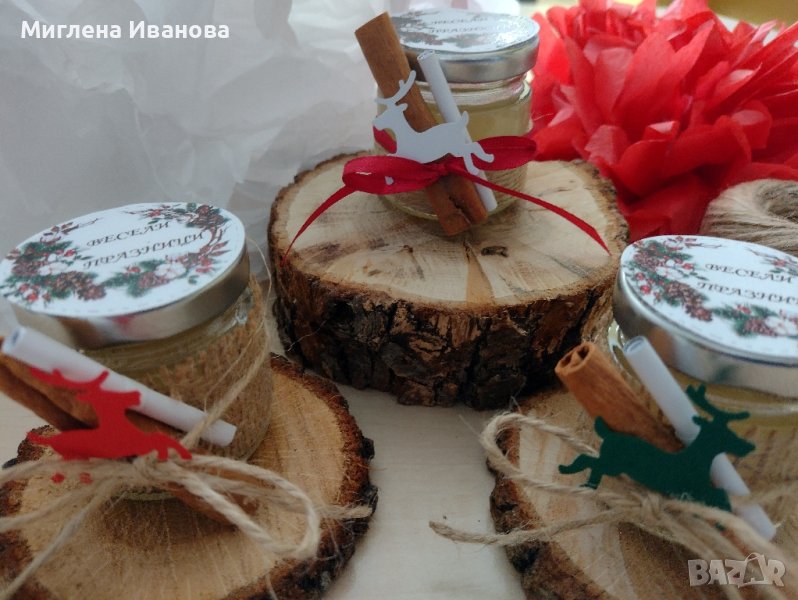 Бурканчета с мед/свещ/подаръци за гости/Коледа , снимка 1