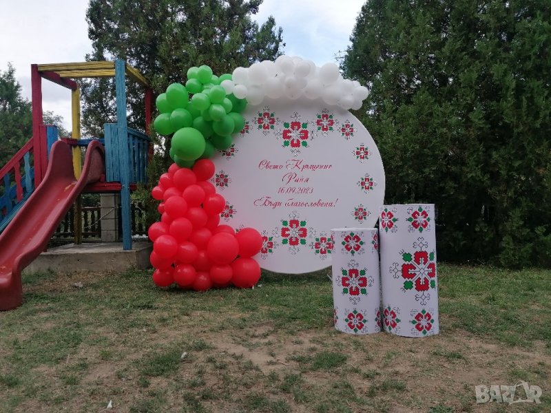 Свето Кръщение с шевица арка, балони, украса за град Варна, снимка 1