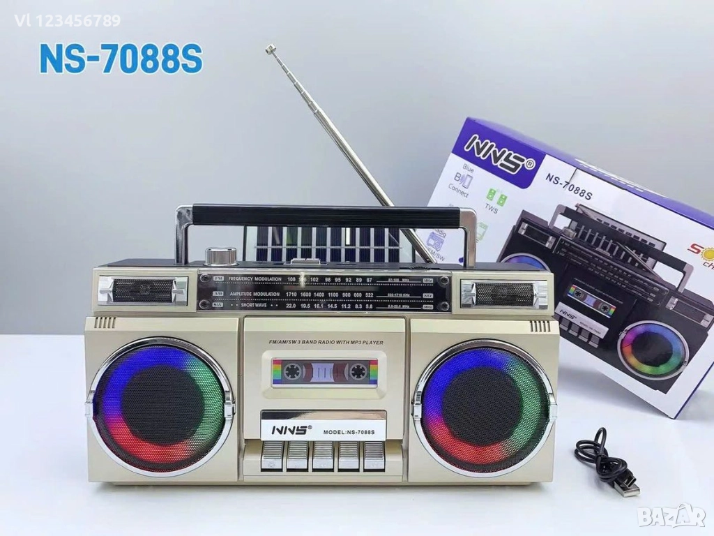 Ретро радио с дизайн на класически радиокасетофон -NNS 7088S, снимка 1