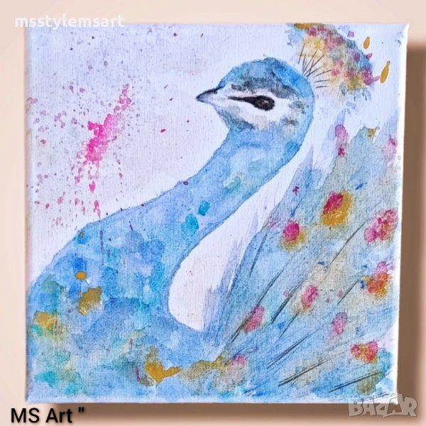 Паун " Акварел , снимка 1