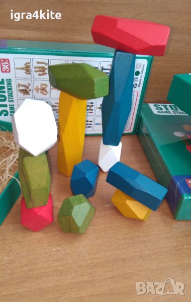 Ново! 12бр. високи дървени камъни Монтесори за игра или декорация, снимка 1