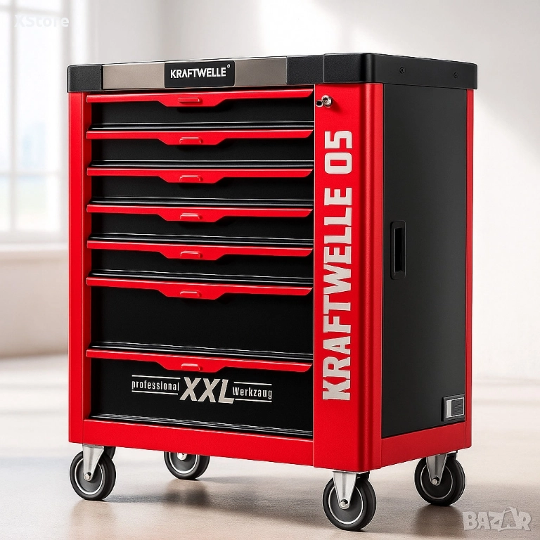 Професионална количка с инструменти Kraftwelle 05 - 7 чекмеджета и над 250 инструмента, снимка 1
