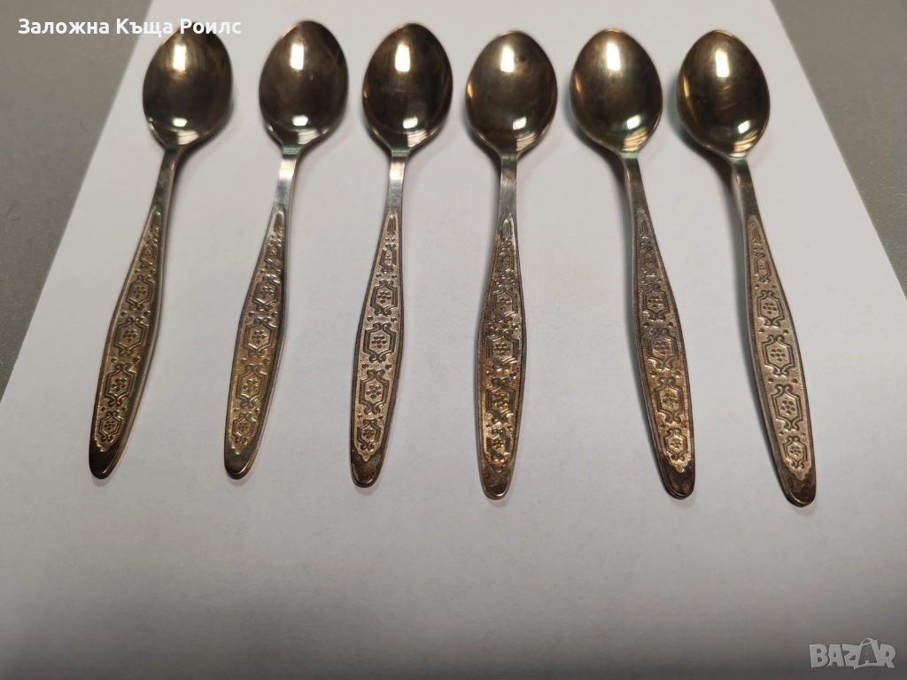 Посребрени чаени лъжички 2 x 6 бр., снимка 1