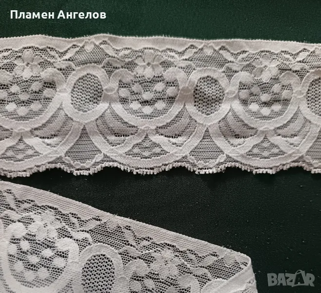 дантела със силиконов гръб, еластична ликра, коприна. , снимка 1