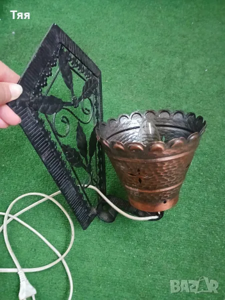 Лампа за стена ковано желязо и мед, снимка 1