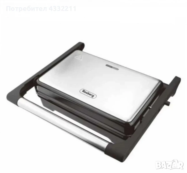 Тостер-сандвич Rosberg 1500W, Грил незалепващи бр. 1 плочи, Инокс , снимка 1