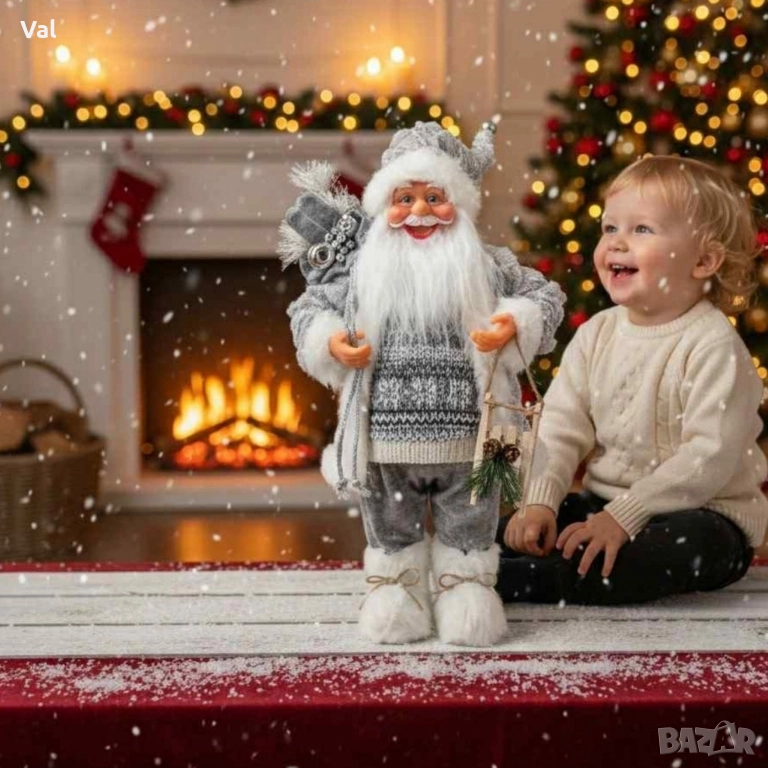 Декоративен Дядо Коледа в сиво-уют, топлина и празничен дух у дома(50см) , снимка 1