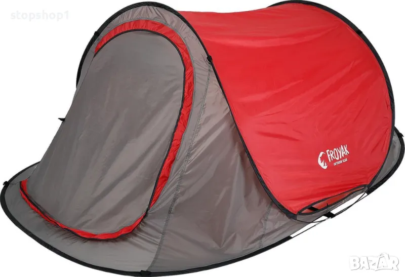 Изскачаща палатка Froyak - сива/червена - 2 човека 250х160 см , снимка 1