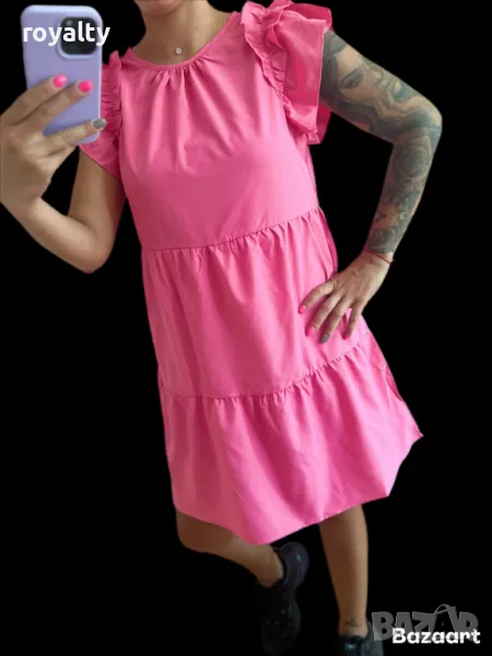 Розова дамска рокля , снимка 1