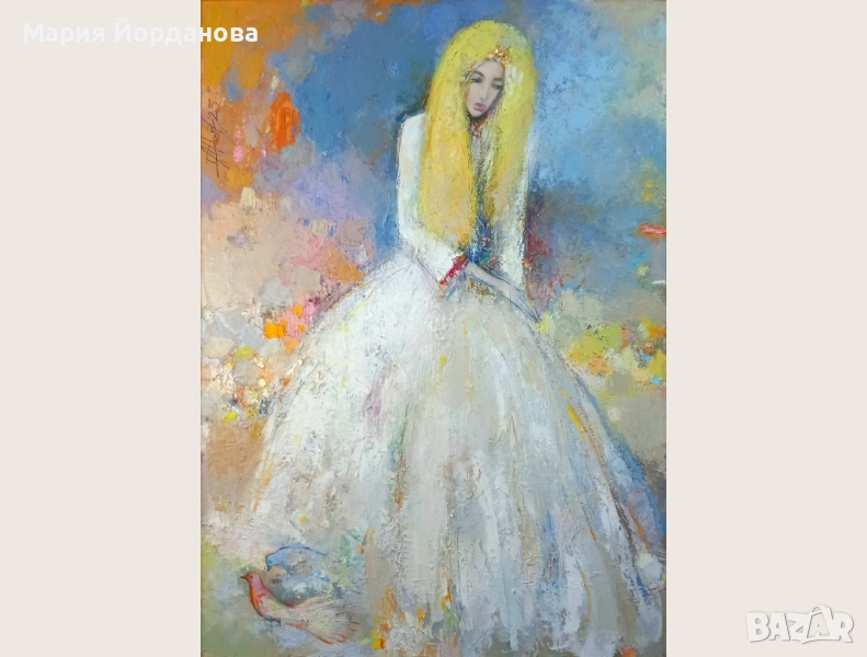 Картина маслени бои на платно "Невинност" 100 х 70 см , снимка 1